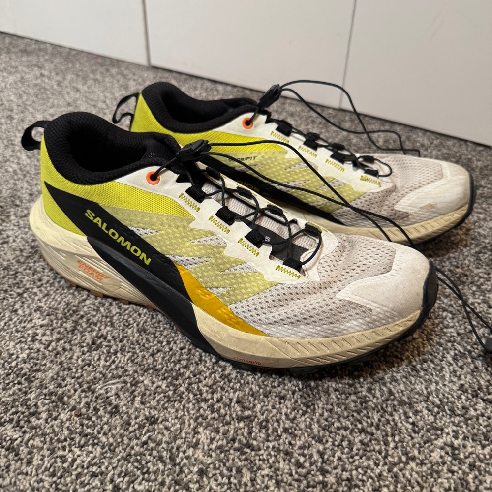 Salomon Sense Ride 5 Trail Running Shoes Vanilla Sulphur Black Men’s 8.5
